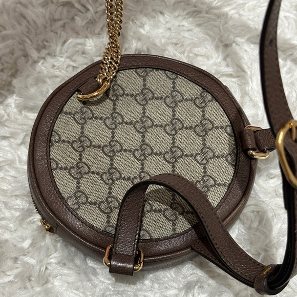 GG Supreme Monogram Web Mini Ophidia Round Backpack Brown - Picture 7 of 9